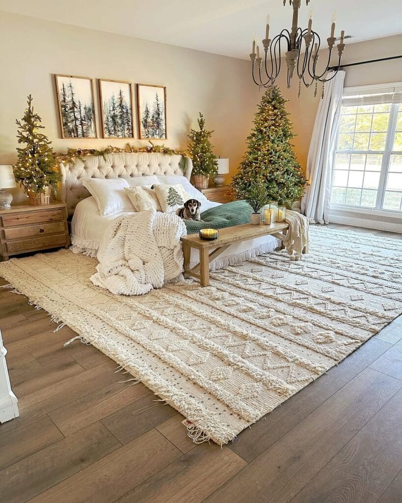 Neutral Woodland Christmas Bedroom
