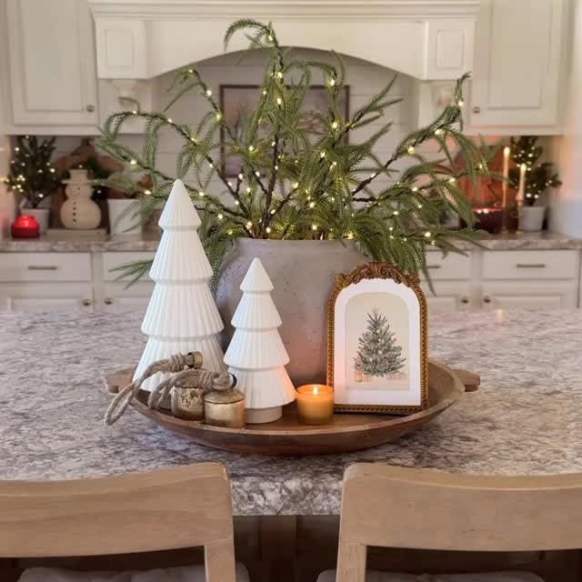 Nordic centerpiece with evergreen glow
