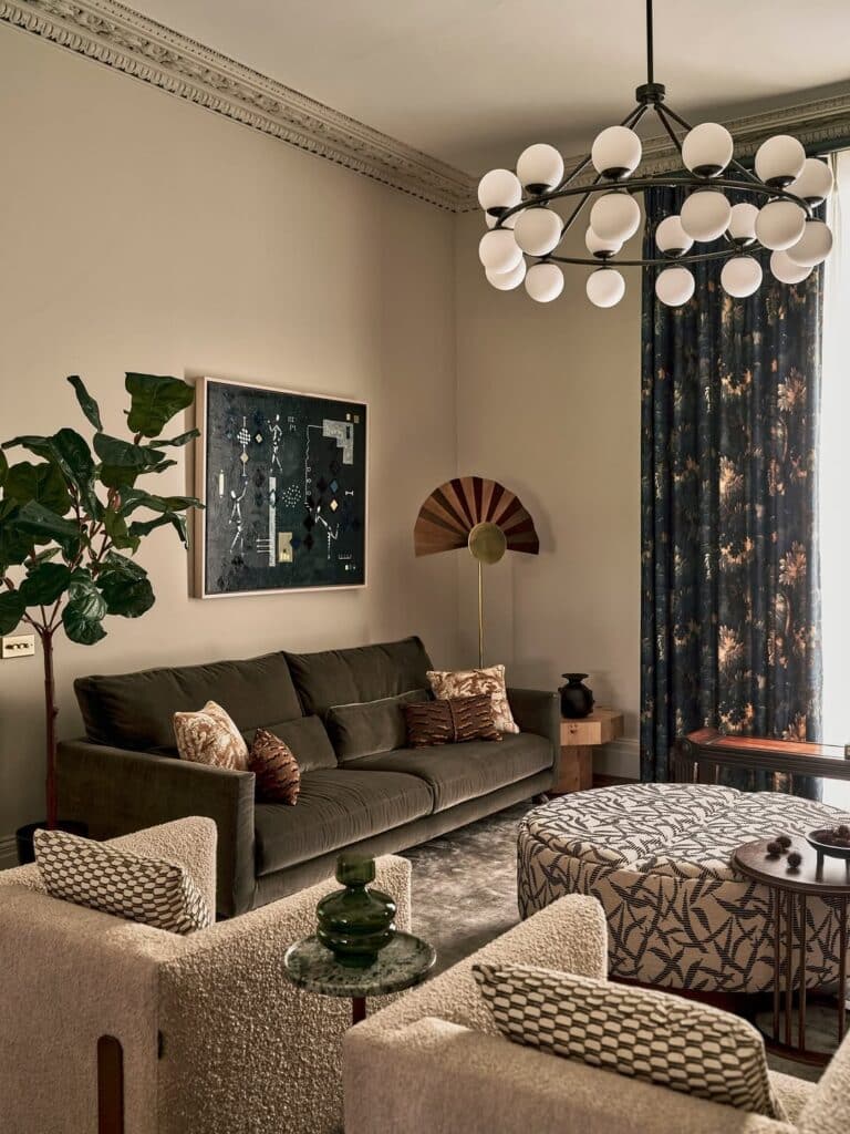 Olive Velvet Modern Salon