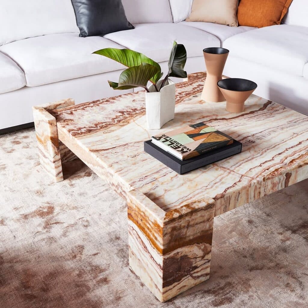 Onyx coffee table in a layered block form