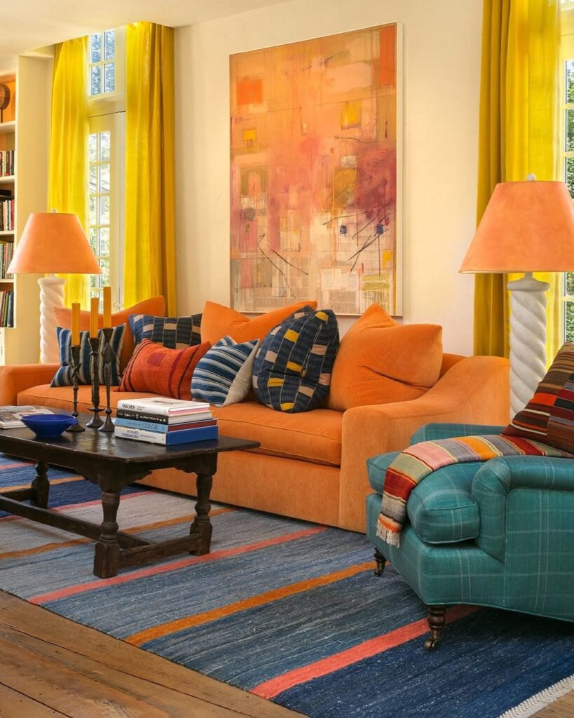 Orange Art-Layered Sofa