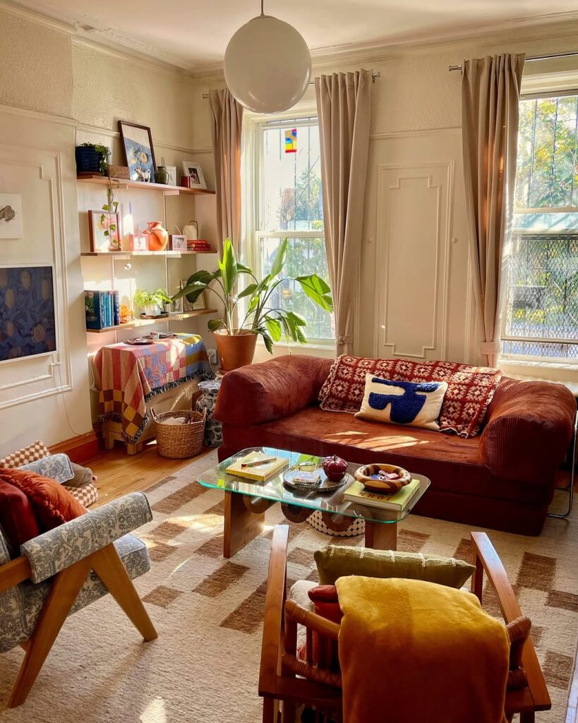 Orange Vintage Sofa and Sunlit Lounge