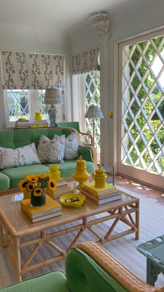 Palm Beach Rattan Green Couch
