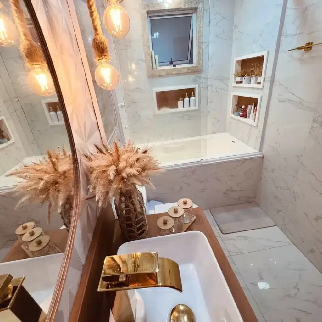 Pampas Grass Marble Spa Bathroom