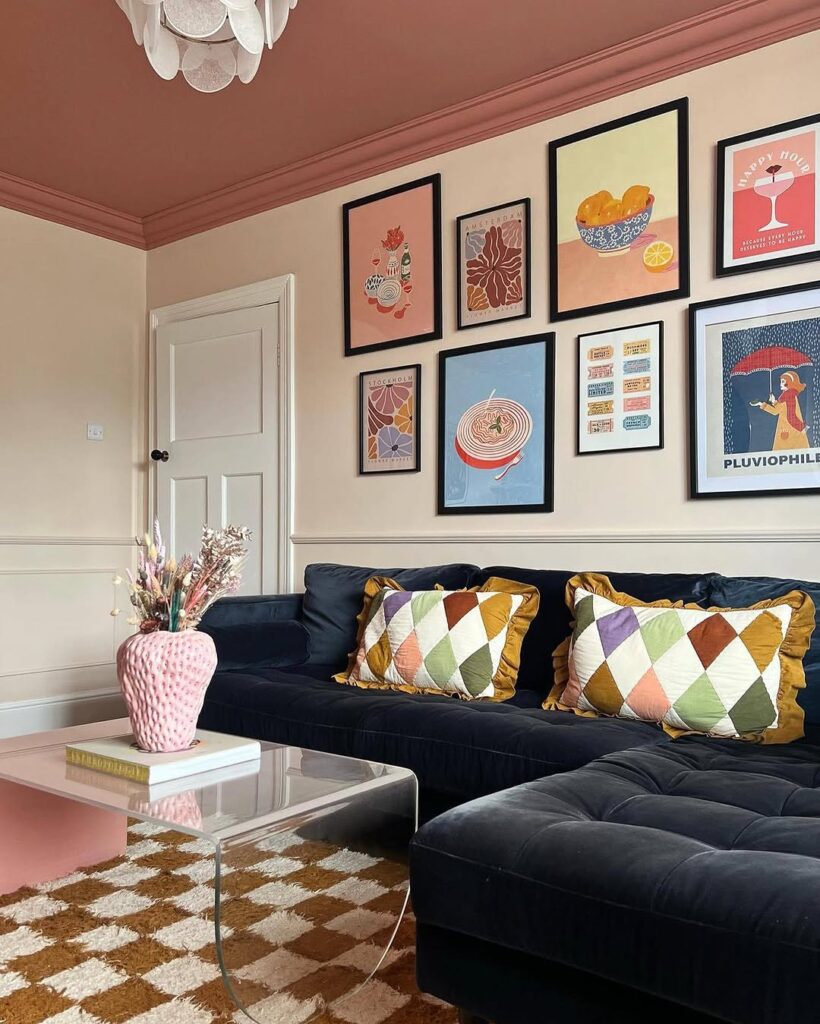 Pastel Gallery in a Retro Living Room