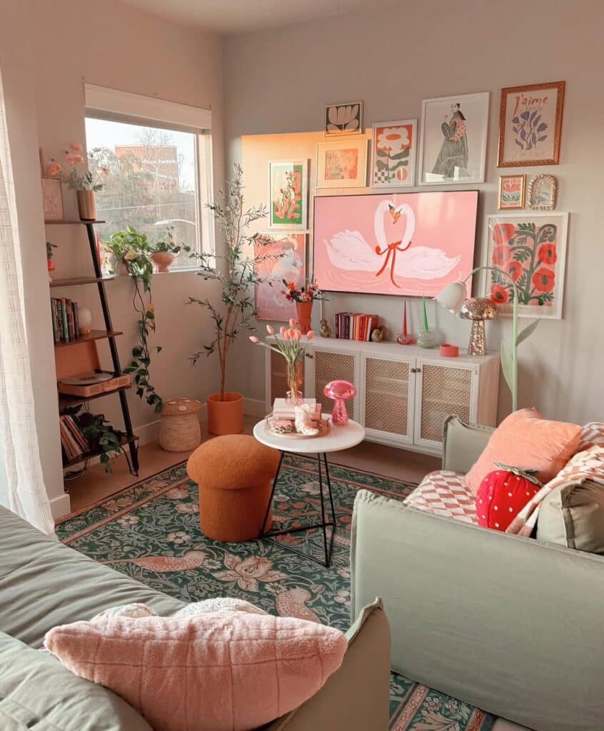 Pastel Pink and Green Cozy Lounge