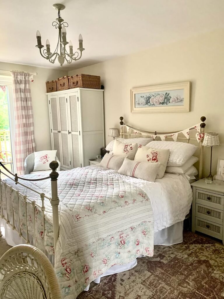 Pastel Rose Print Cottage Bedroom
