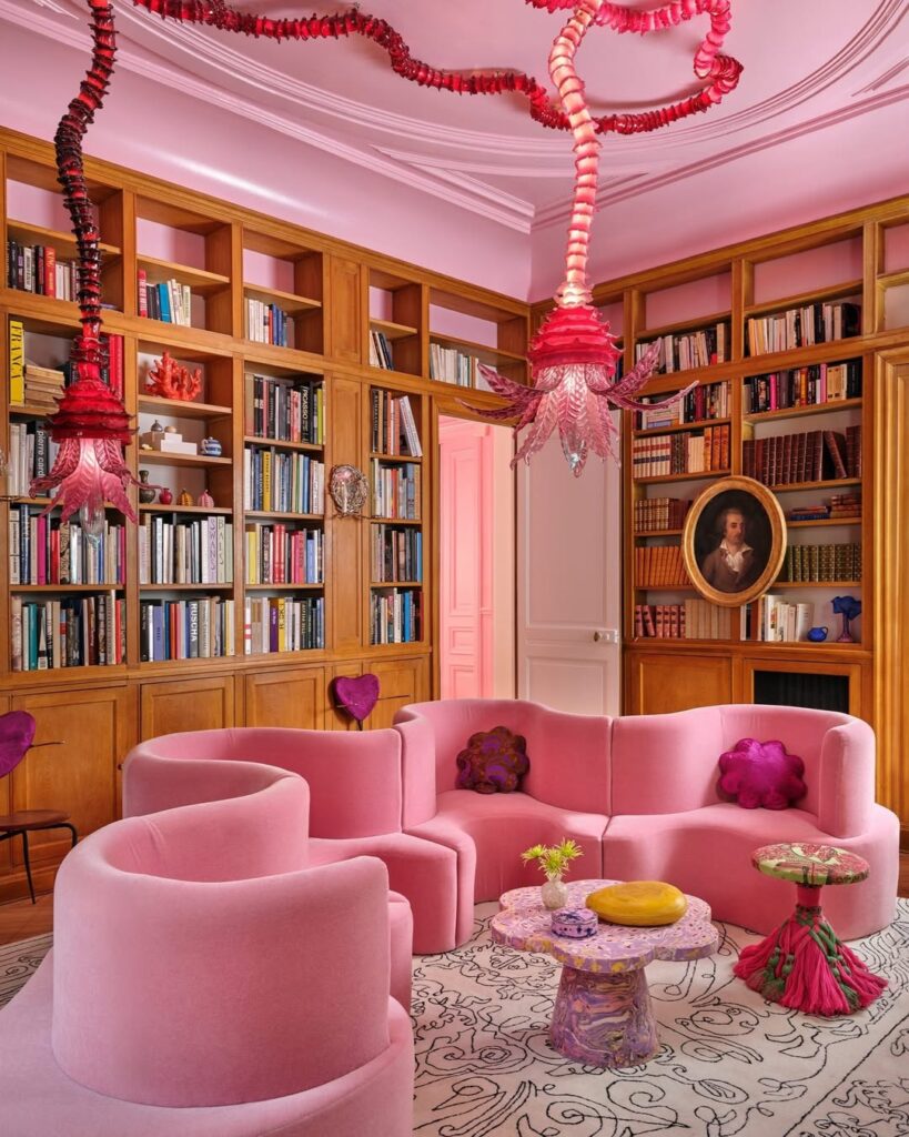 Pink Art Deco Library Lounge