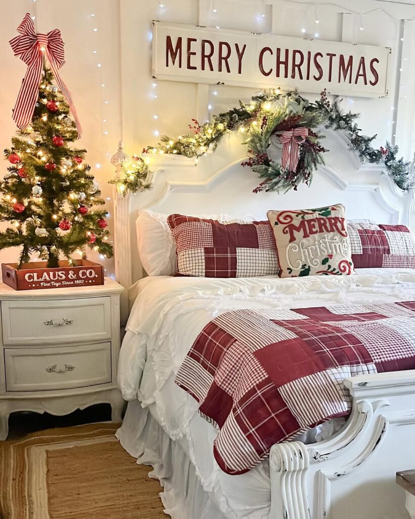 Plaid Patchwork Bedroom with Garland