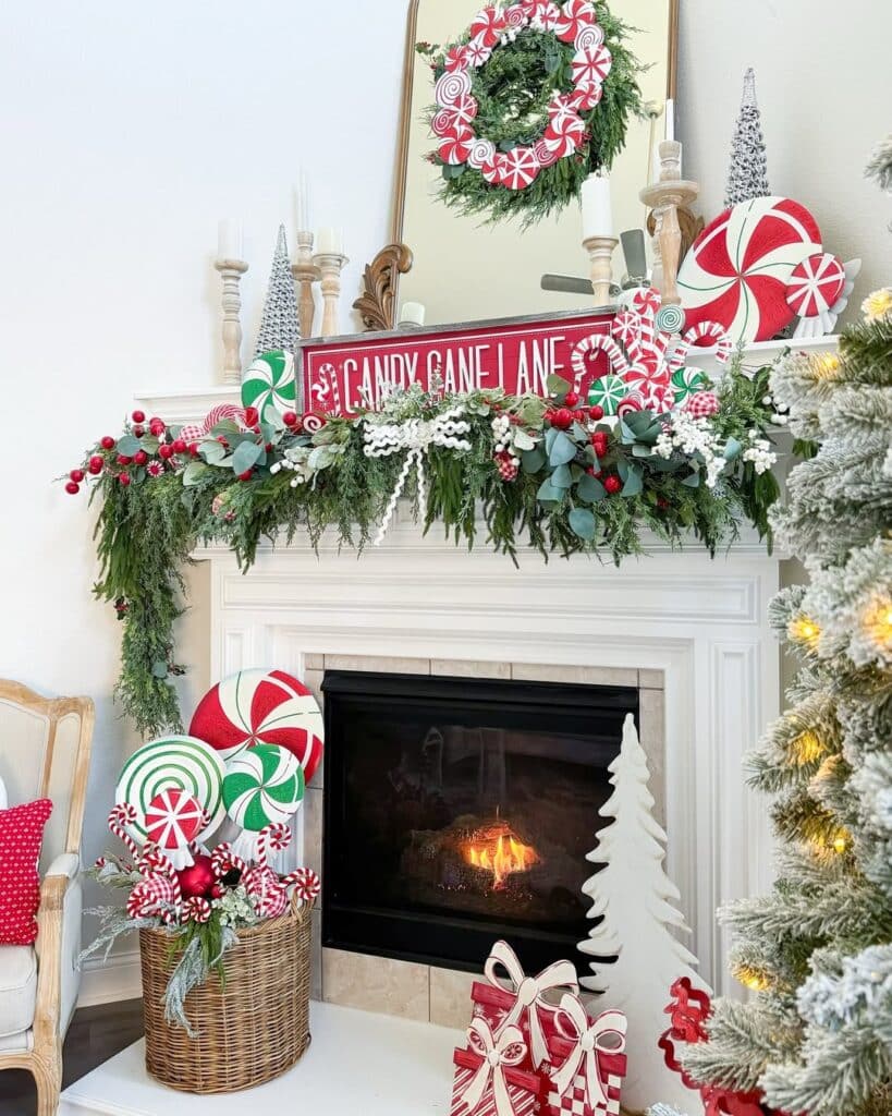 Playful Candy Cane Mantel
