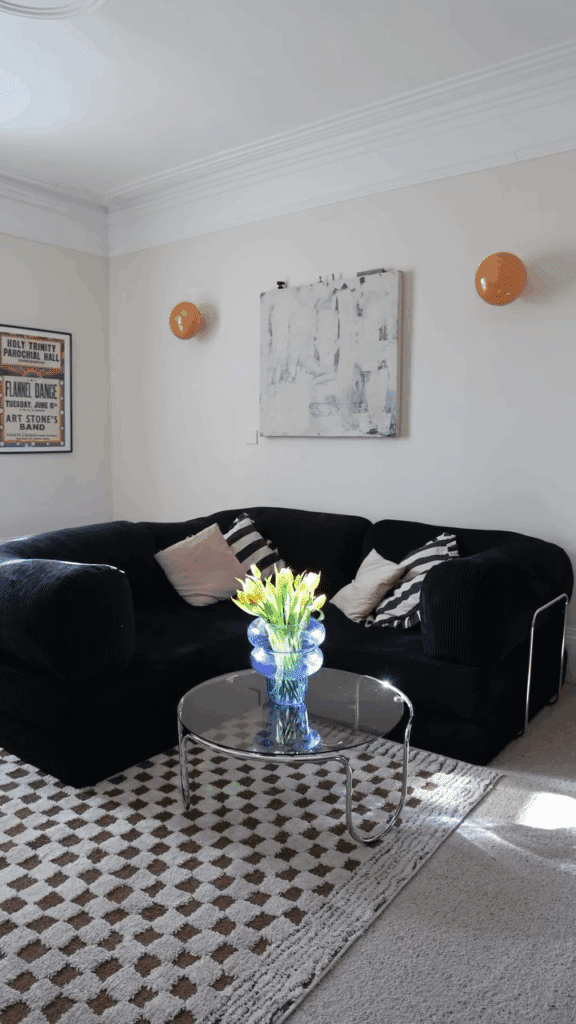 Playful Lounge with a Black Sectional