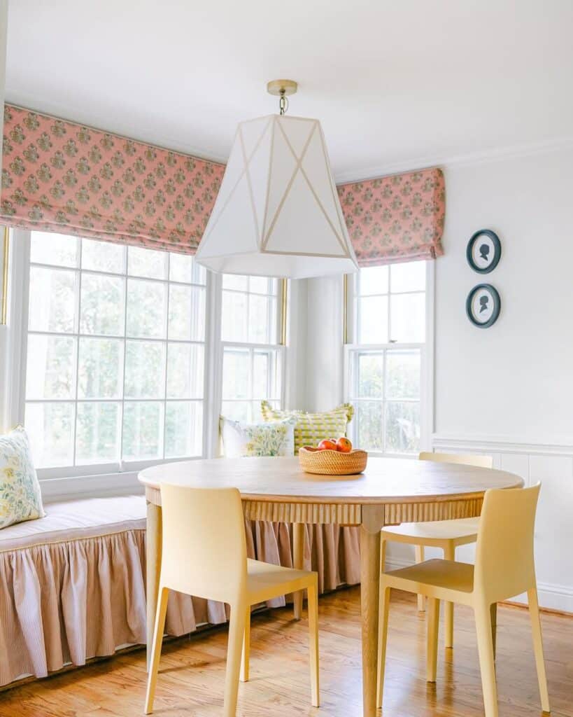 Playful Pastel Breakfast Nook with a Skirted Bench