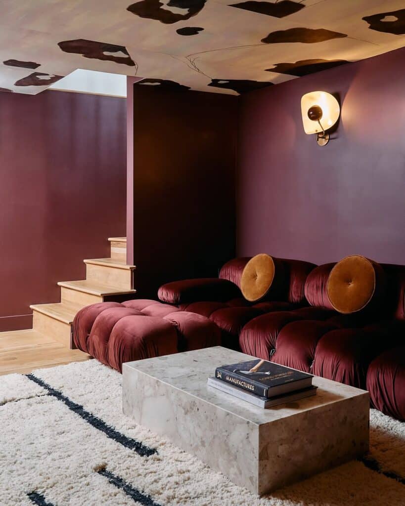Plum Burgundy Sculptural Ceiling Lounge
