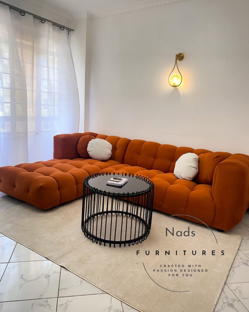 Plush Orange Modular Sofa