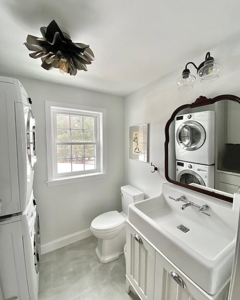 Powder Room with Integrated Laundry