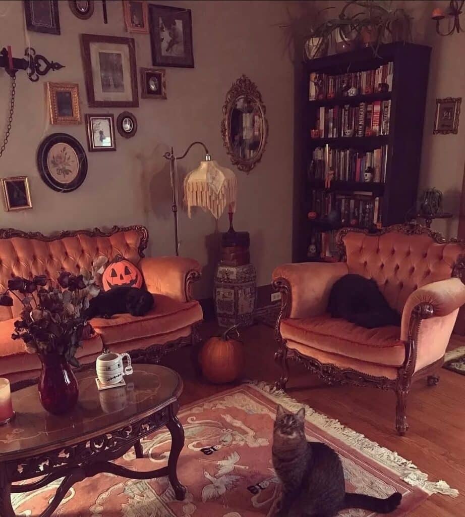 Pumpkin Velvet Witchy Living Room