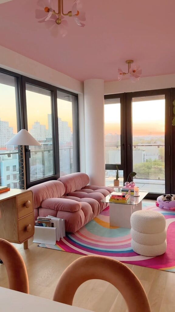 Rainbow and Soft Blush Living Room
