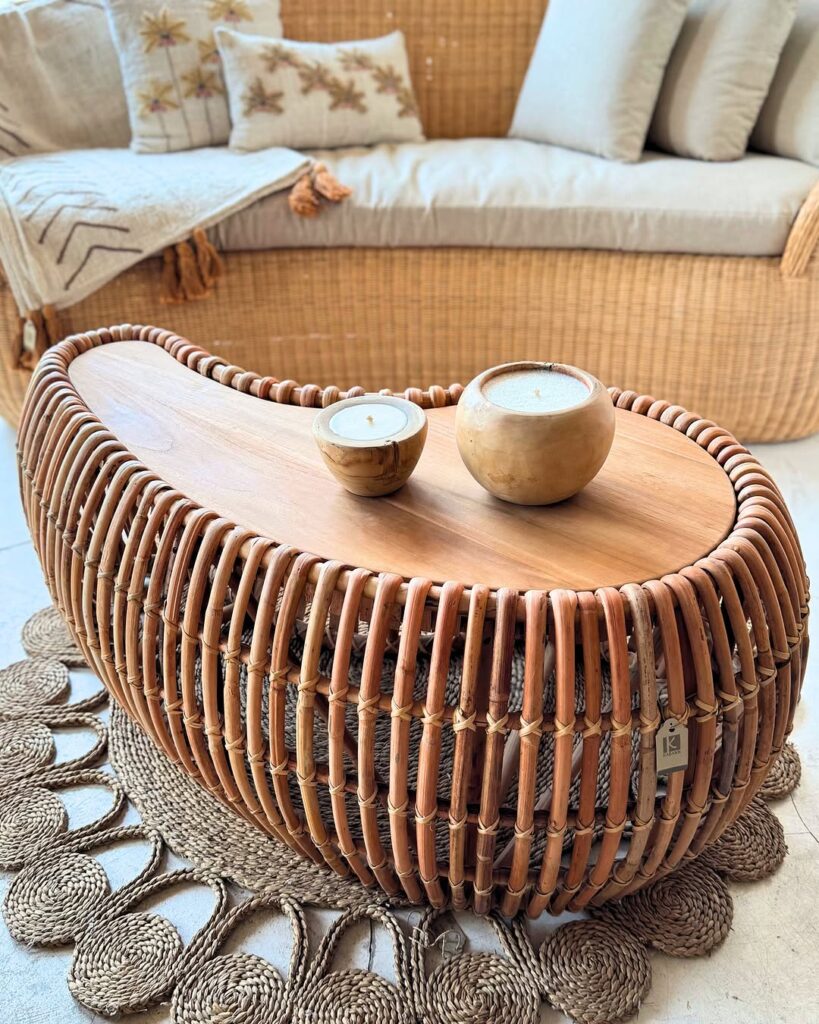 Rattan Coffee Table with an Organic Pod Form