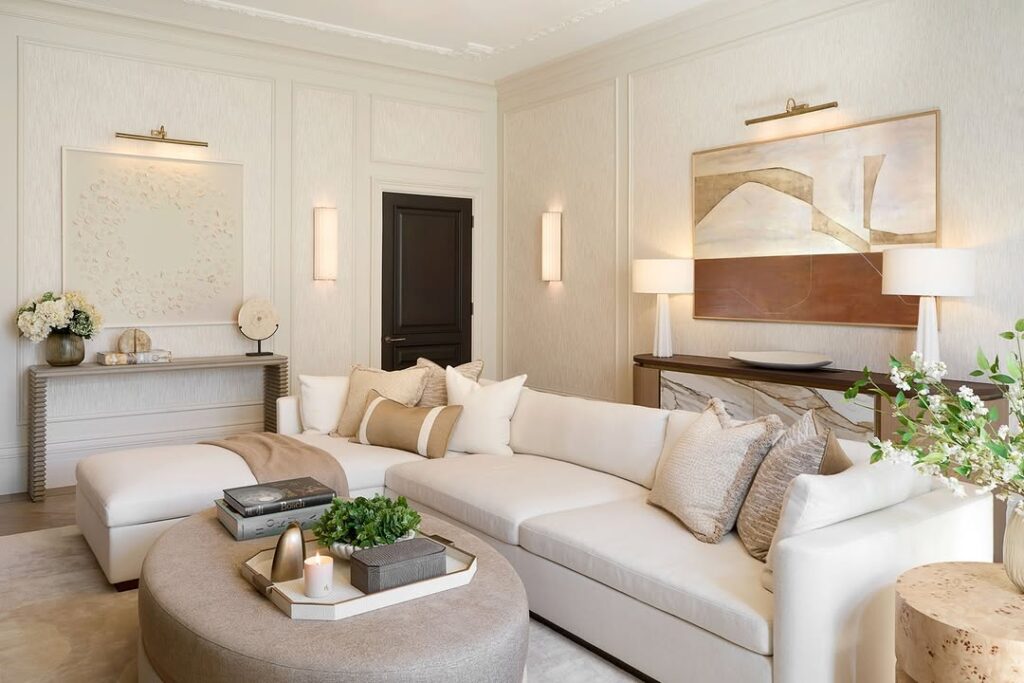 Refined White Neutral Sectional Sofa