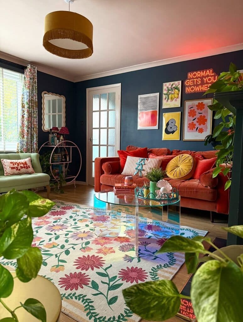 Retro Jewel Tone Living Room