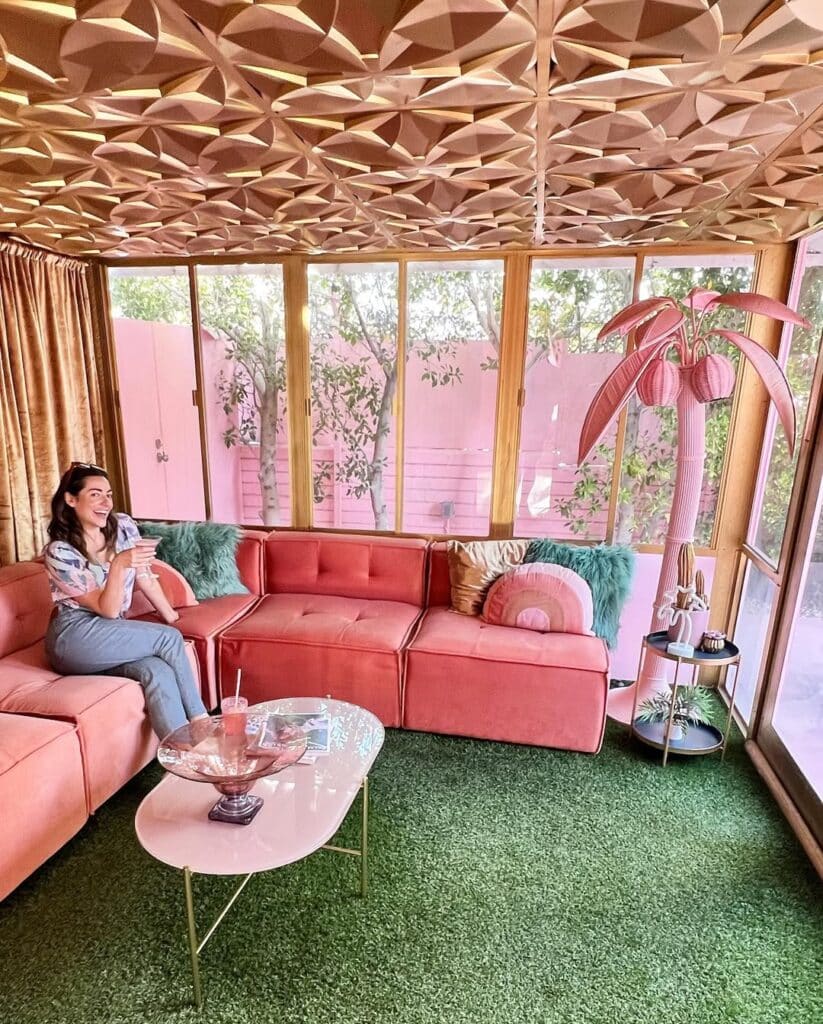 Retro Pink Furnishings and Green Turf