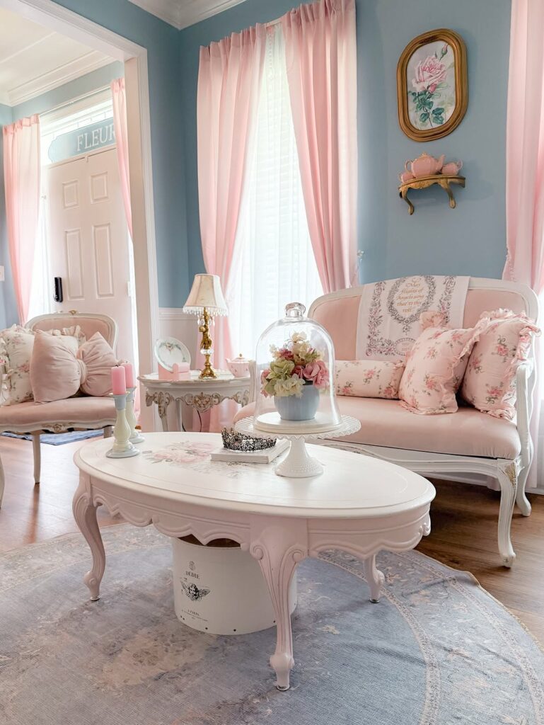 Romantic Parisian Pastel Sitting Room