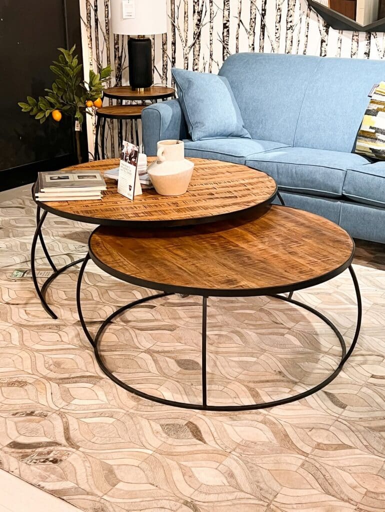 Round Rustic Two-Tier Nesting Tables