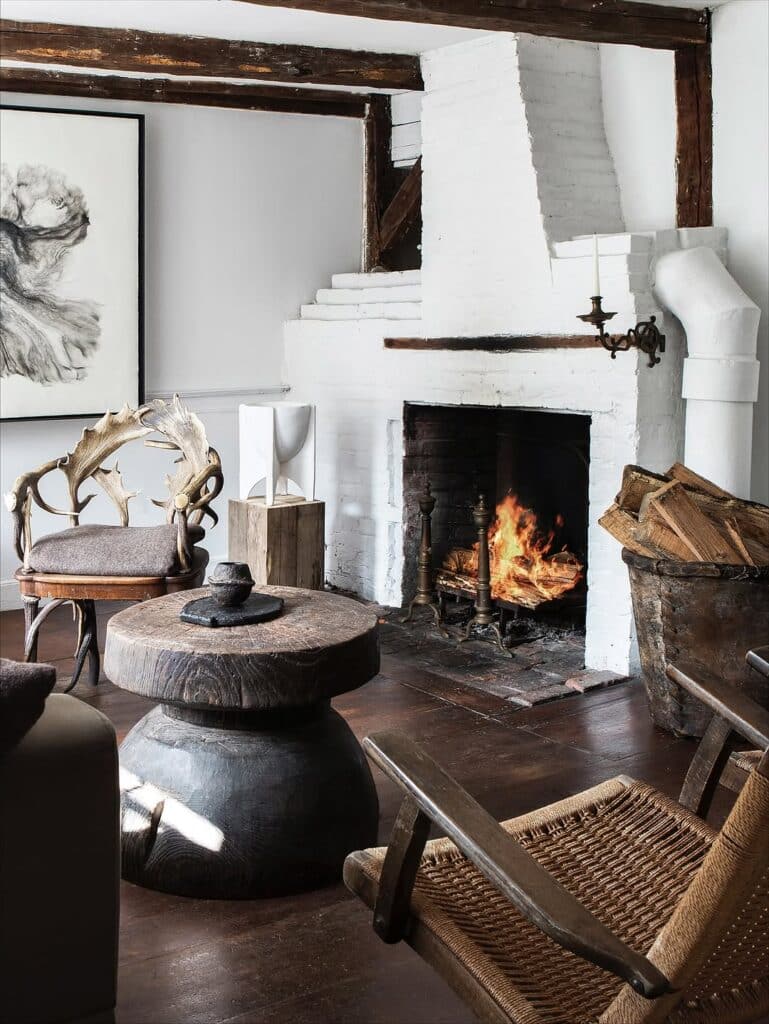 Rustic Beam Fireplace Details