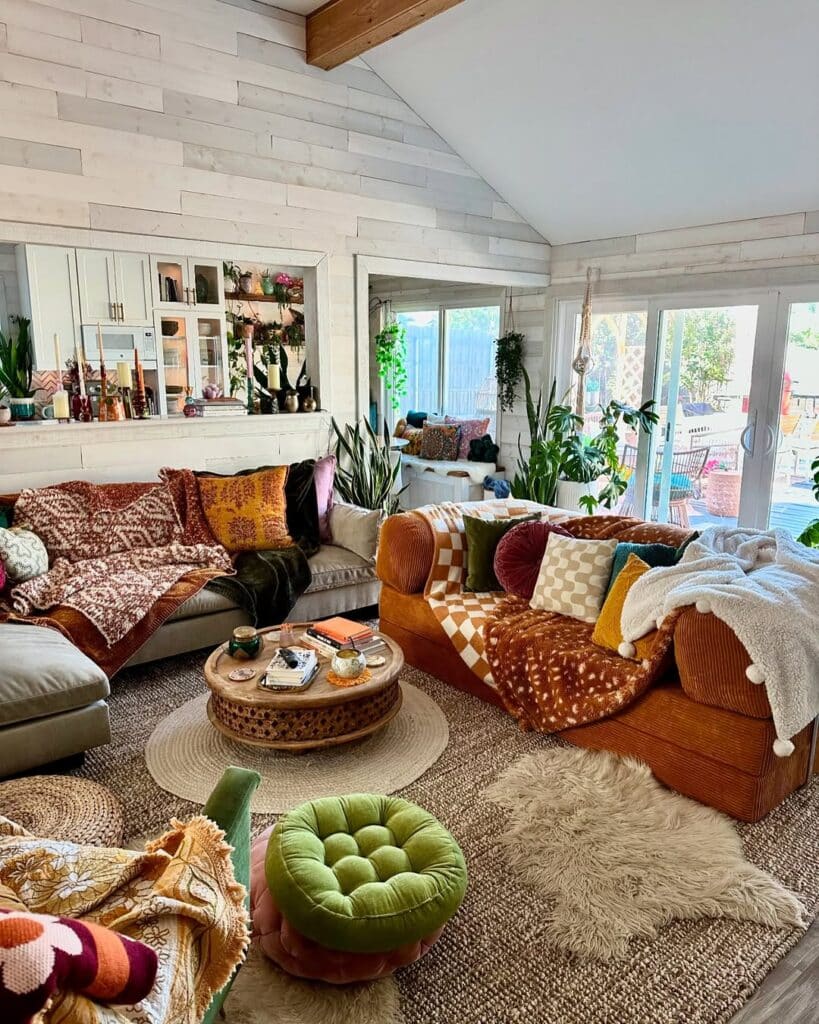 Rustic Boho Living Room with Layered Textures