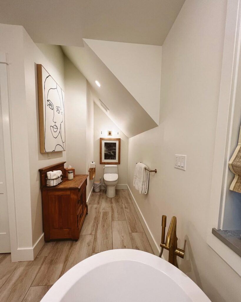 Rustic Sloped Ceiling Bath Nook