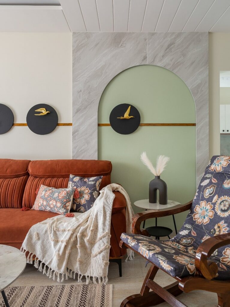 Sage Arch and Rust Sofa