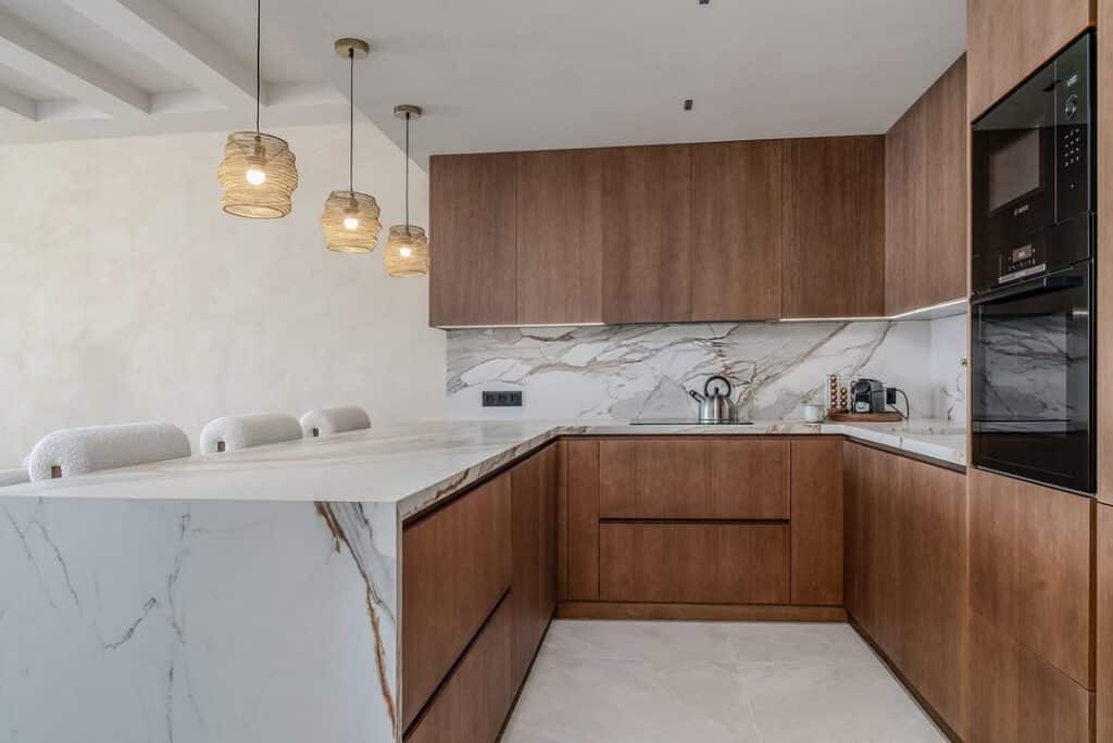 Scandinavian Kitchen with Marble and Wood