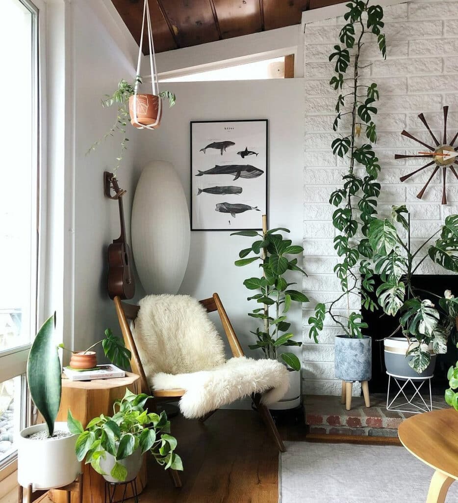 Scandinavian Plant Reading Nook