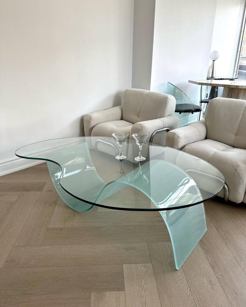 Sculpted Glass Wave Coffee Table