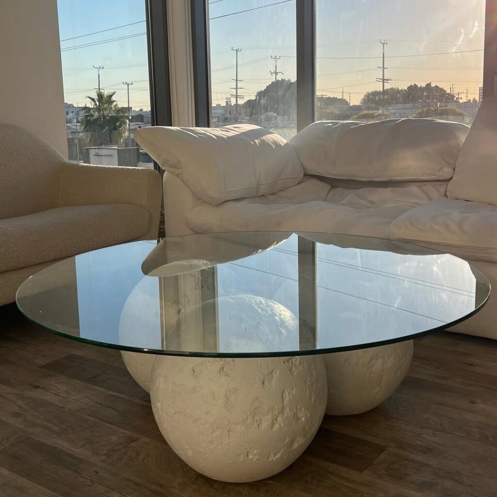 Sculptural Glass Moon Sphere Table
