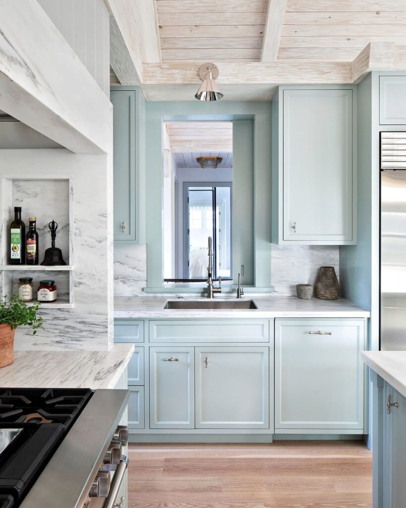 Seafoam Cabinets with Driftwood Accents