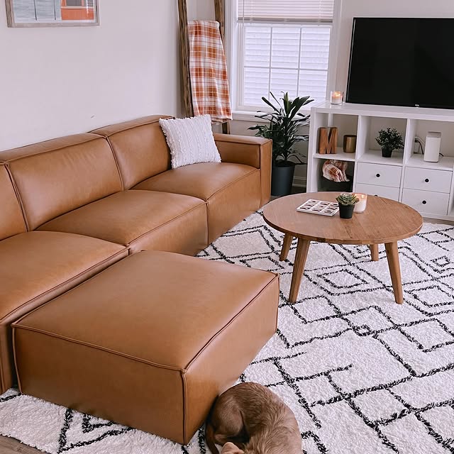 Sectional in a Casual Cognac 70s Nook