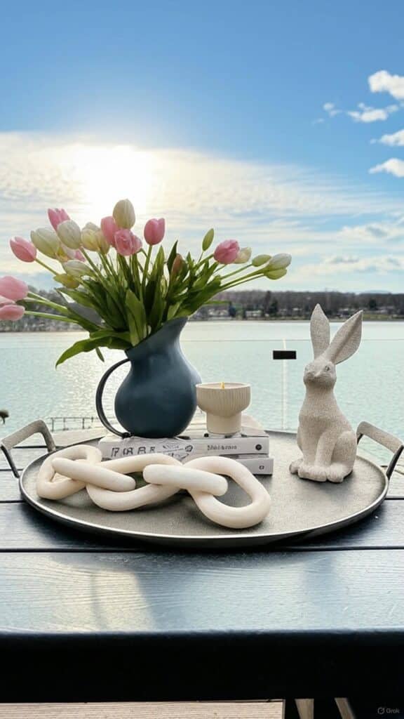 Serene Lakeside Tulip Tray