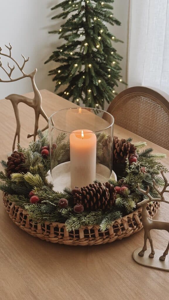 Serene Winter Frosted Pine Centerpiece