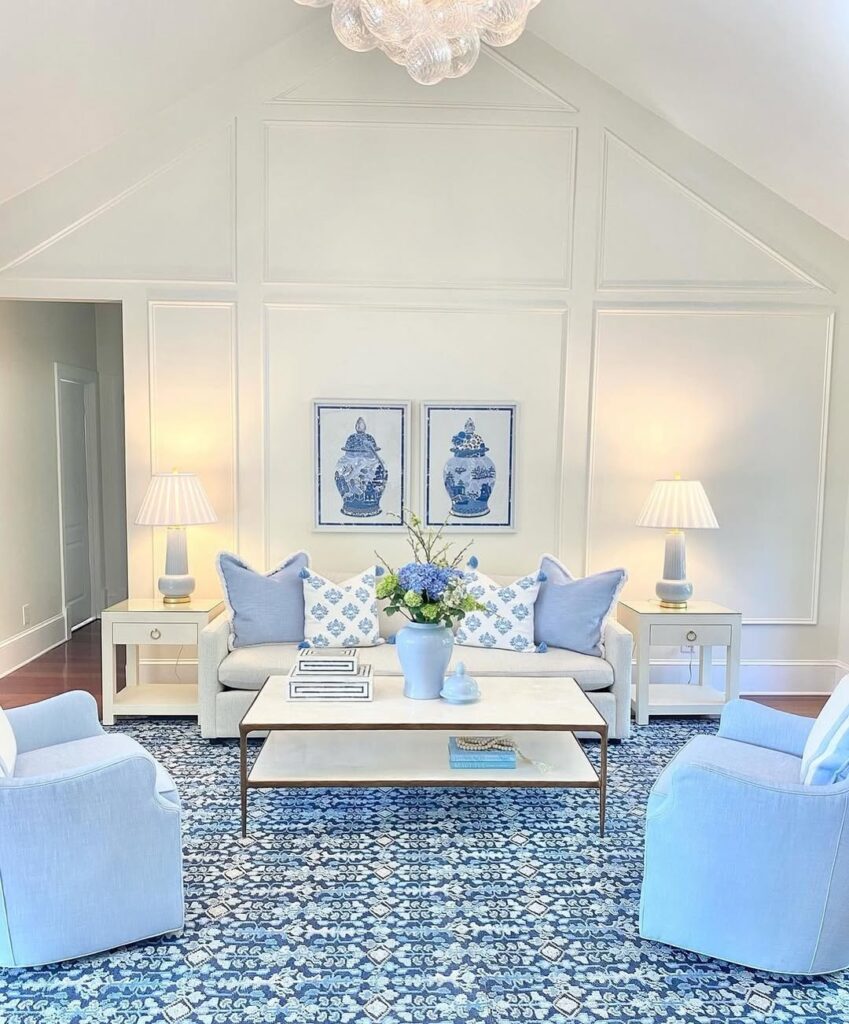 Sky-Blue Textures in a White Room
