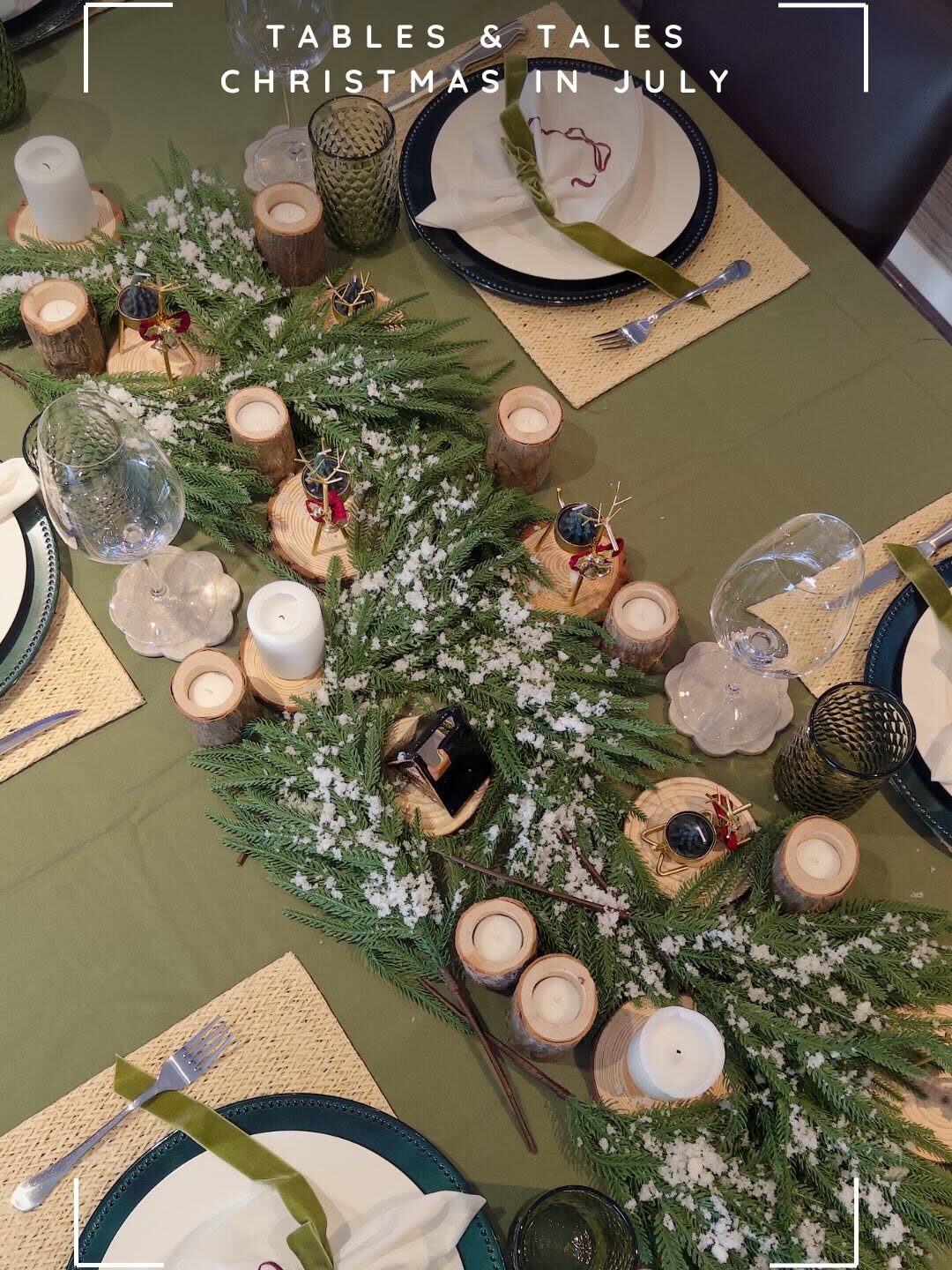 Snow-Dusted Minimalist Woodland Tablescape