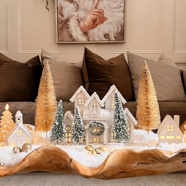 Snowy Drift Village Centerpiece