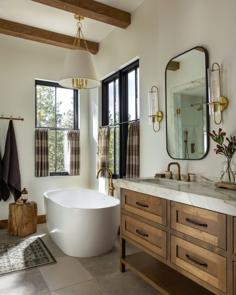 Soaking Tub with Exposed Beams