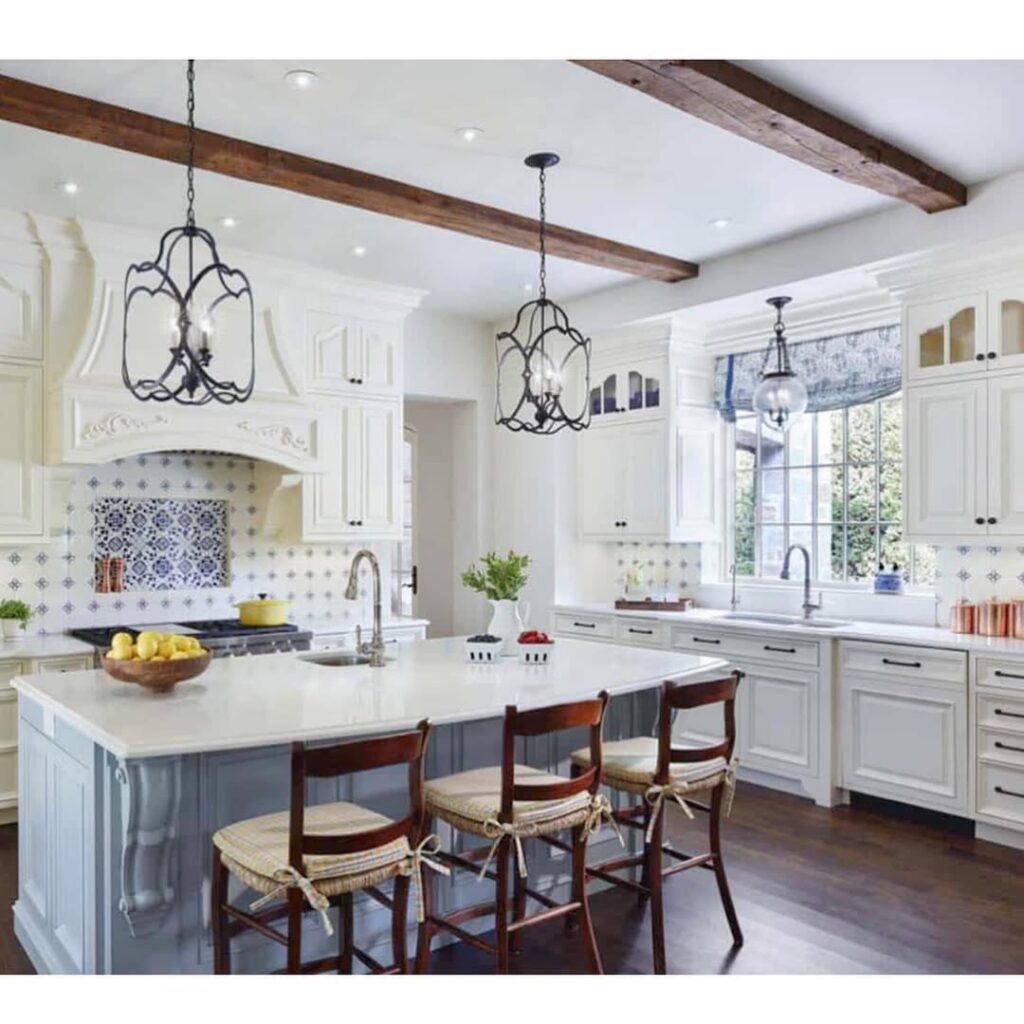 Soft Blue French Country Kitchen Island