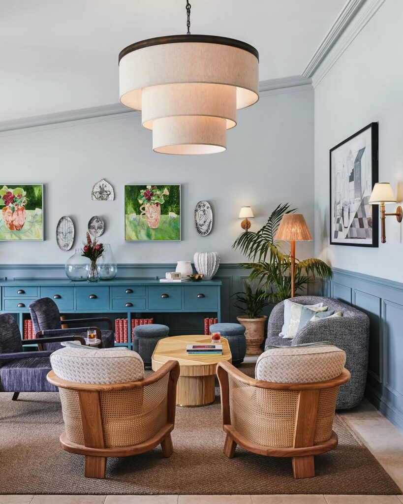 Soft Blue Lounge and Sculptural Chair