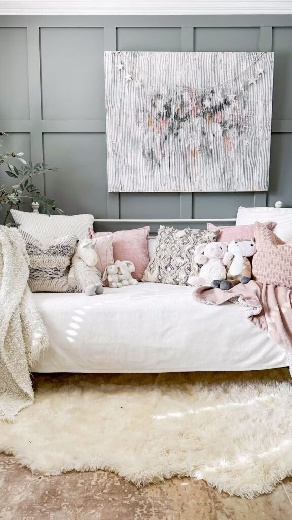 Soft Blush and Grey Paneling