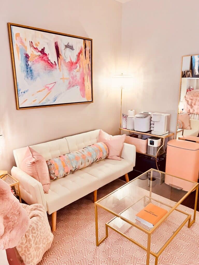 Soft Blush Dorm Lounge