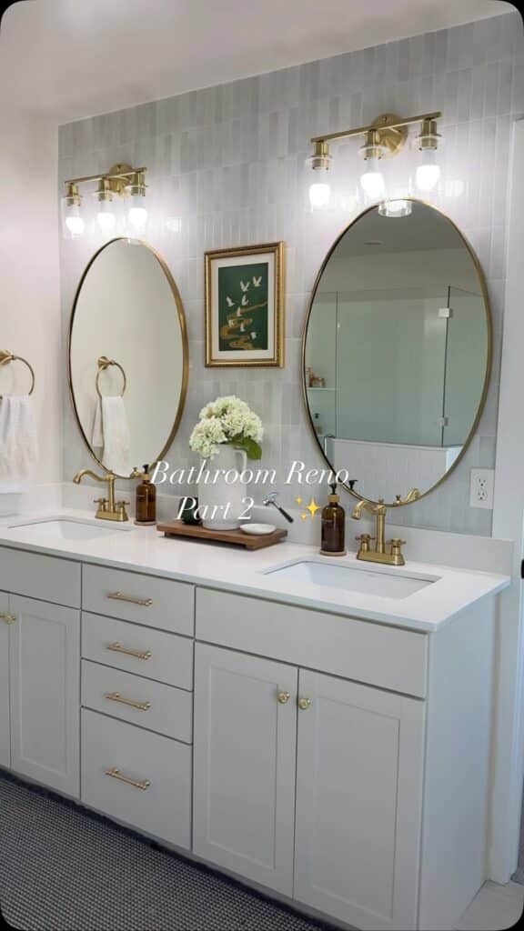 Soft Gray Vanity with Two Oval Sinks