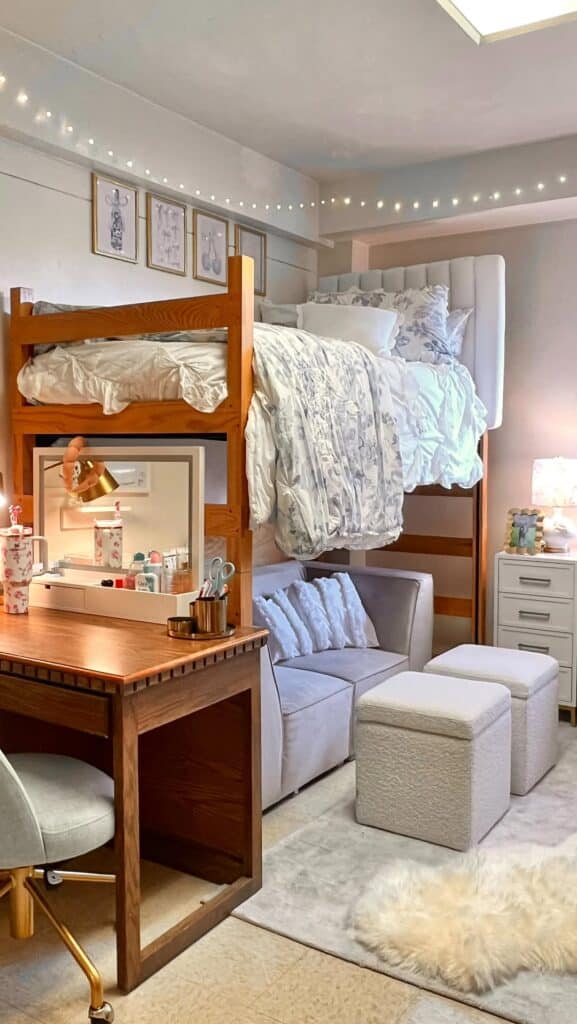 Soft neutral dorm lounge