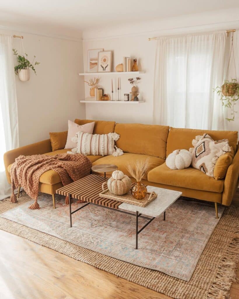 Soft Neutrals Around a Warm Mustard Sectional